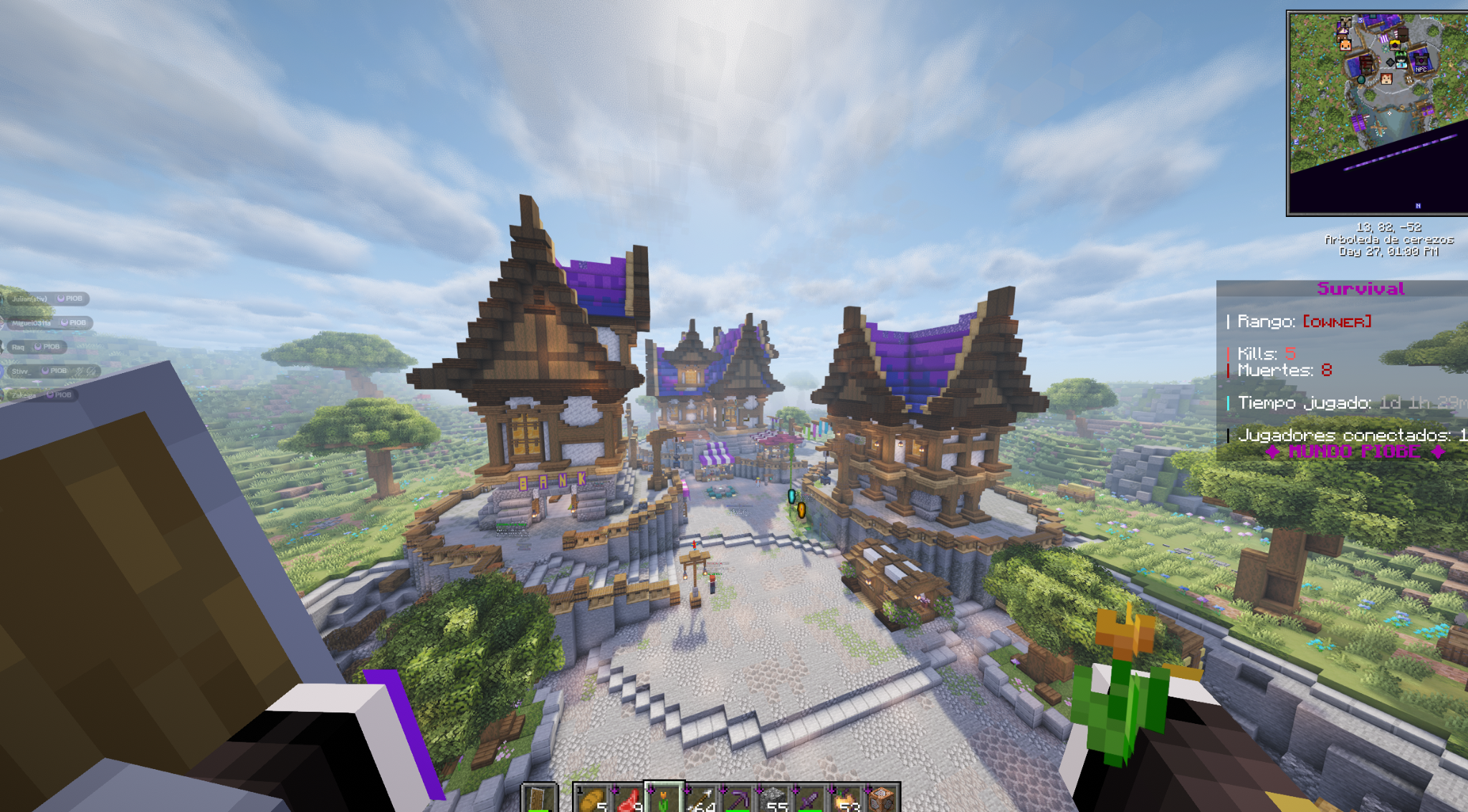 Vista del spawn de Mundo Piobe